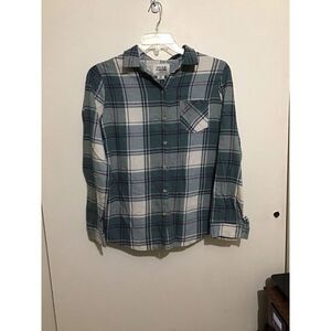 Field & Stream Button-Down Flannel Shirt‎ Mens Blue Plaid  Cotton Long Sleeve L